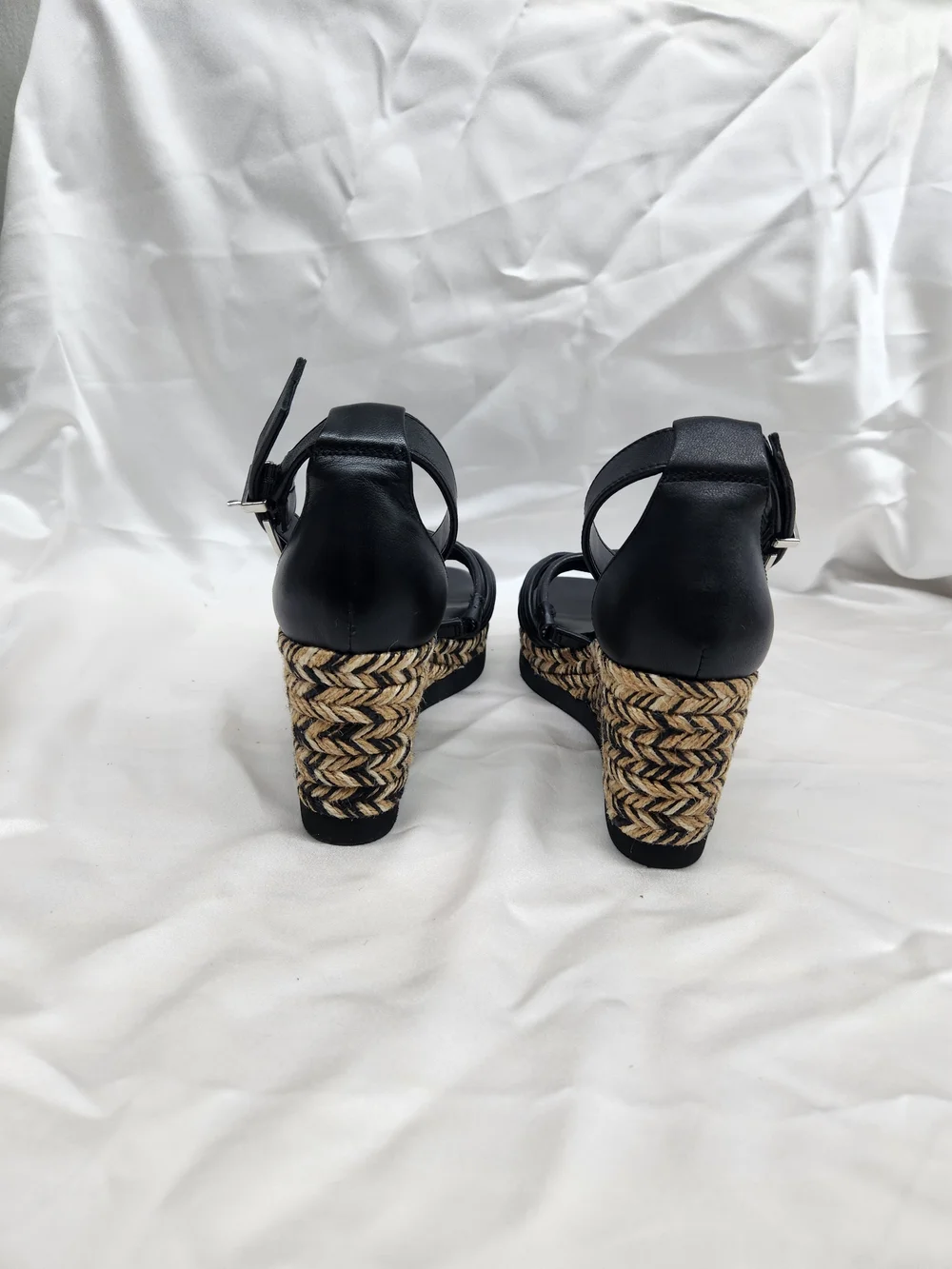 Vince Camuto Black Woven Strap Espadrille Wedge Sandals